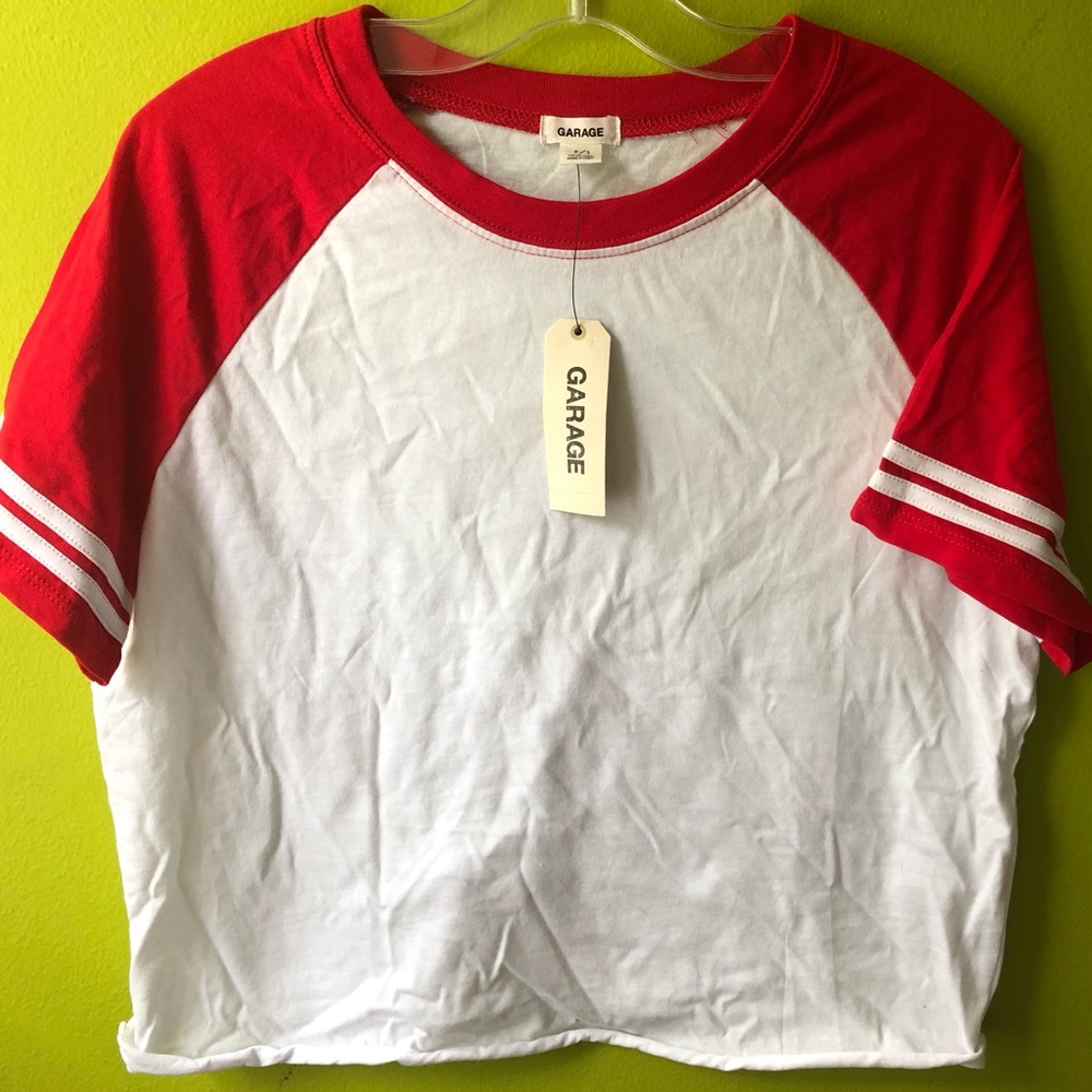 NWT Garage Red and White Short Sleeve Tee